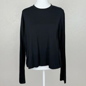 AYR Long Sleeve Crew Neck Tee in Black Pima Cotton XL
